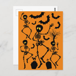 Carte Postale Skeletons d'Halloween Macabre Dance