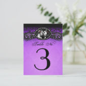 Carte Postale Skeletons d'Halloween violet et noir Numéro de tab (Debout devant)