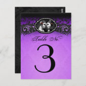 Carte Postale Skeletons d'Halloween violet et noir Numéro de tab (Devant / Derrière)