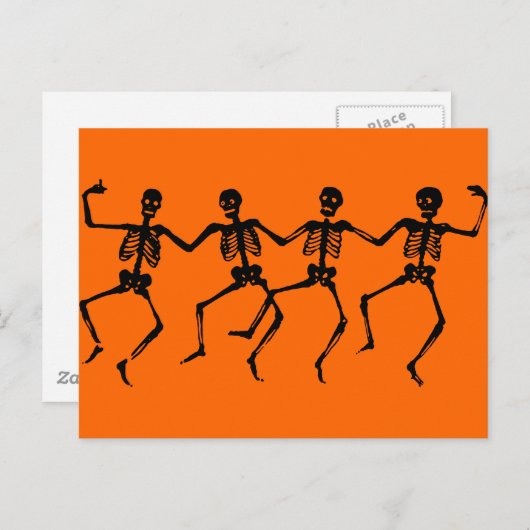 Carte Postale Skeletons noirs dansants (Devant / Derrière)