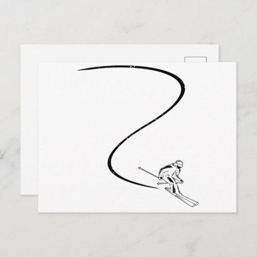Carte Postale Skers | Skis Skiing Winter Toxits (Devant / Derrière)