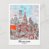Carte Postale Sketch D'Aquarelle De L'Architecture Russe De Mosc (Devant)