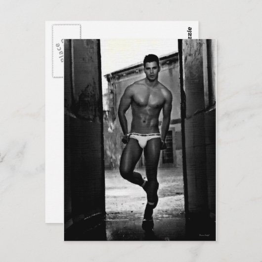 Carte Postale SKETCH : Italien Hunk in Briefs (Devant / Derrière)