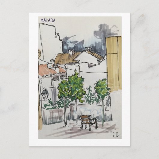 Carte Postale Skethchbook pages. Málaga. Markers (Devant)