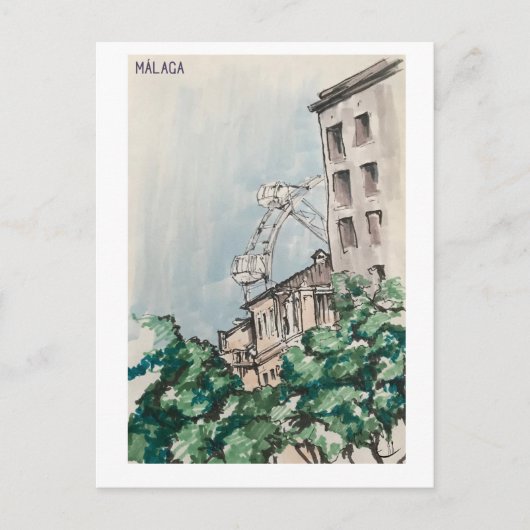 Carte Postale Skethchbook pages. Málaga. Markers (Devant)