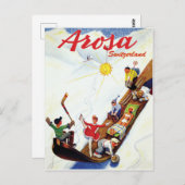Carte Postale Ski à Arosa, Suisse (Devant / Derrière)