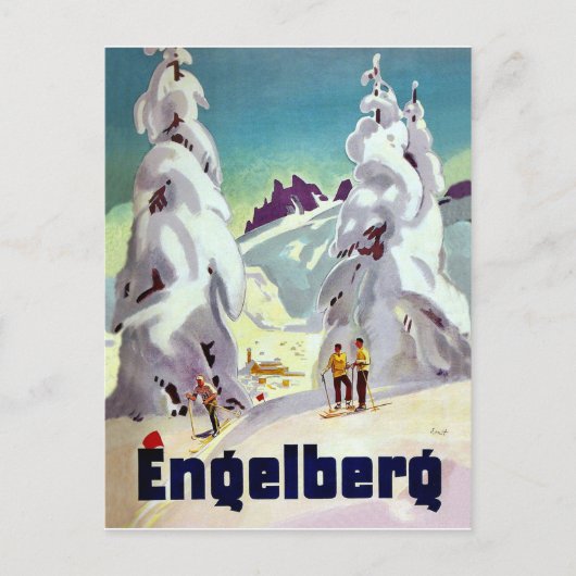 Carte Postale Ski à Engleberg, Suisse, voyage vintage (Devant)