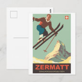 Carte Postale Ski à Zermatt (Devant / Derrière)