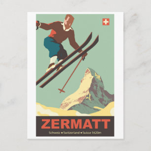 Carte Postale Ski à Zermatt