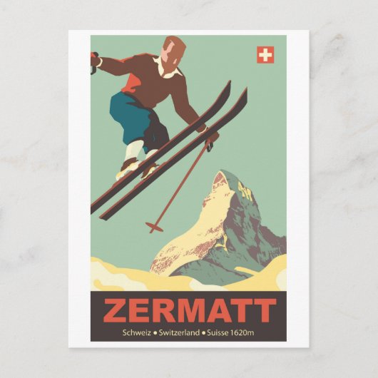 Carte Postale Ski à Zermatt (Devant)