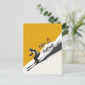 Carte Postale Ski alpin jaune (Debout devant)