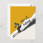 Carte Postale Ski alpin jaune (Devant / Derrière)