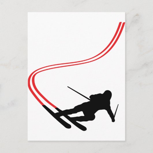 Carte Postale ski alpin piste rouge (Devant)