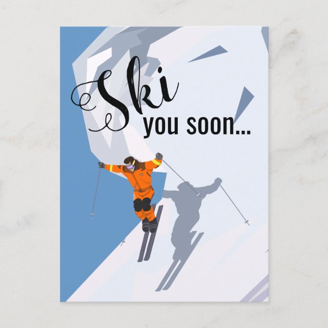 Carte Postale Ski amusant | Voyage Ski Destinations d'hiver (Devant)