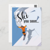 Carte Postale Ski amusant | Voyage Ski Destinations d'hiver (Devant / Derrière)