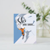 Carte Postale Ski amusant | Voyage Ski Destinations d'hiver (Debout devant)