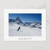 Carte Postale Ski avec Mont Matterhorn à Zermatt, Suisse (Devant)