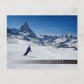 Carte Postale Ski avec Mont Matterhorn à Zermatt, Suisse (Devant)