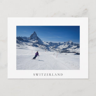 Carte Postale Ski avec Mont Matterhorn à Zermatt, Suisse
