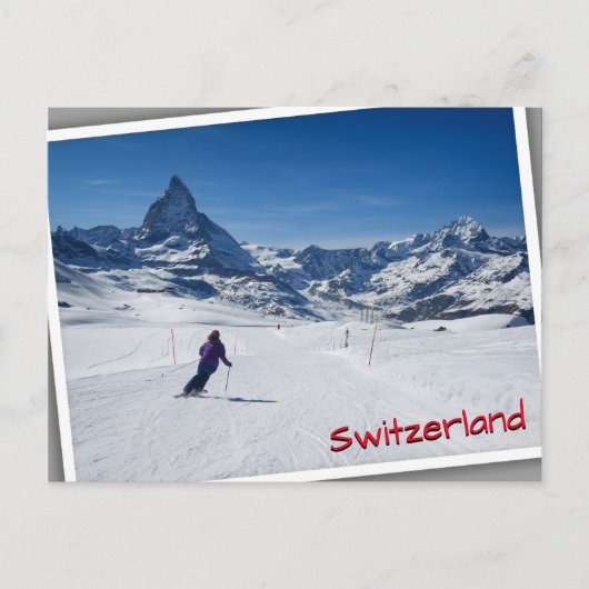 Carte Postale Ski avec Mont Matterhorn à Zermatt, Suisse (Devant)