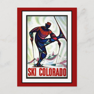 Carte postale Ski Colorado Salutations Vintage