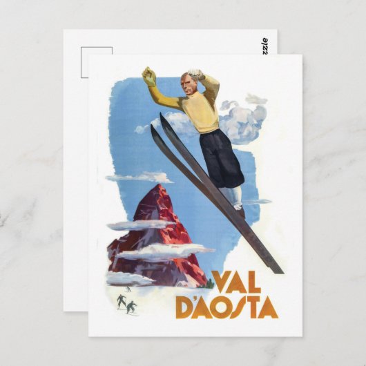 Carte Postale Ski dans la Vallée d'Aoste (Devant / Derrière)