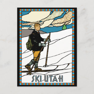 Carte Postale Ski de fond vintage Utah