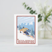 Carte Postale Ski de neige - Crystal Mountain, WA (Debout devant)