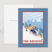 Carte Postale Ski De Neige - Les Rocheuses (Devant / Derrière)