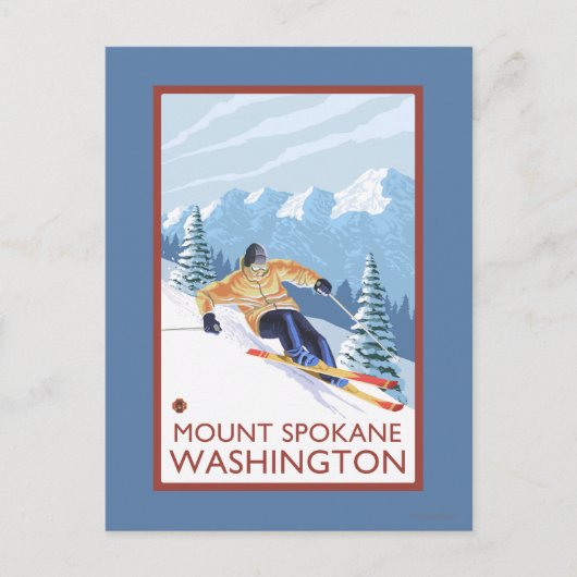 Carte Postale Ski de neige - Mont Spokane, (Devant)