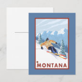 Carte Postale Ski de neige - Montana (Devant / Derrière)