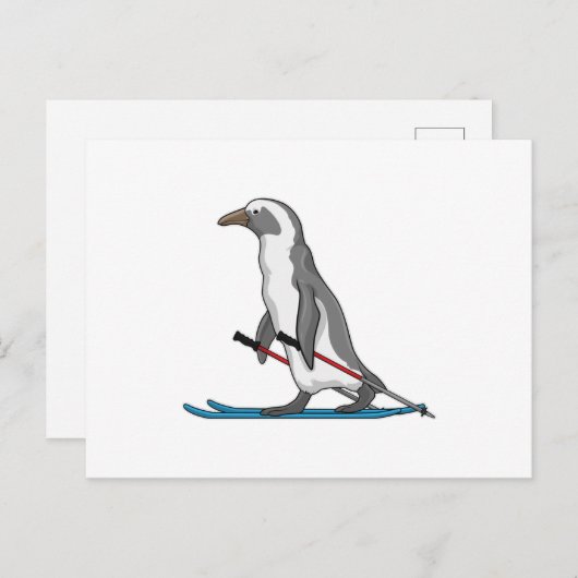 Carte Postale Ski de Penguin (Devant / Derrière)