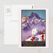 Carte Postale Ski de voyage en Suisse vintage (Devant / Derrière)