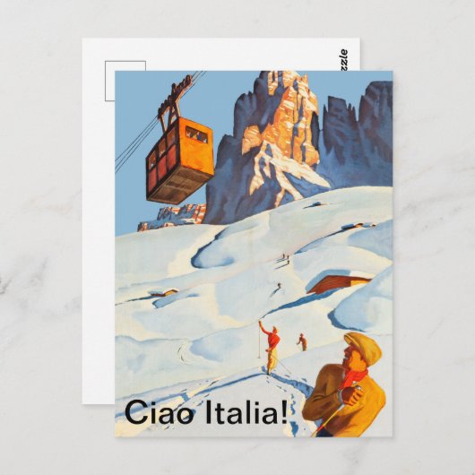 Carte Postale Ski en Italie (Devant / Derrière)