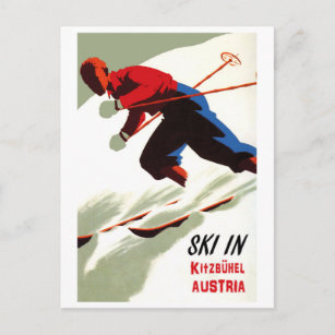 Carte Postale Ski en Kitzbuhel, Autriche