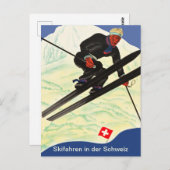 Carte Postale Ski en Suisse (Devant / Derrière)