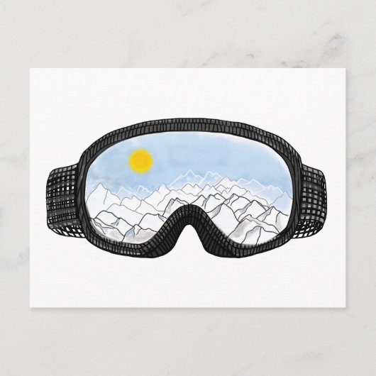 Carte Postale Ski Goggles Mountain View Illustration (Devant)