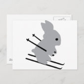 Carte Postale ski lapin de ski mignon ski (Devant / Derrière)
