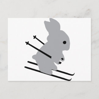 Carte Postale ski lapin de ski mignon ski