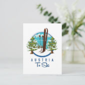 Carte Postale Ski, logo d'affiche de ski. (Debout devant)