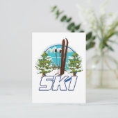 Carte Postale Ski, logo d'affiche de ski. (Debout devant)
