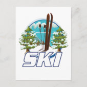Carte Postale Ski, logo d'affiche de ski. (Devant)