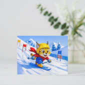 Carte Postale Ski Lynx Slalom Géant en Hiver (Debout devant)