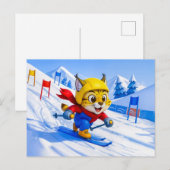 Carte Postale Ski Lynx Slalom Géant en Hiver (Devant / Derrière)