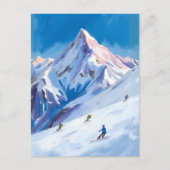Carte Postale Ski Mountain Slopes Winter Watercolor (Devant)