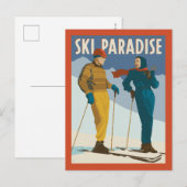 Carte Postale Ski Paradise Impression Vintage (Devant / Derrière)