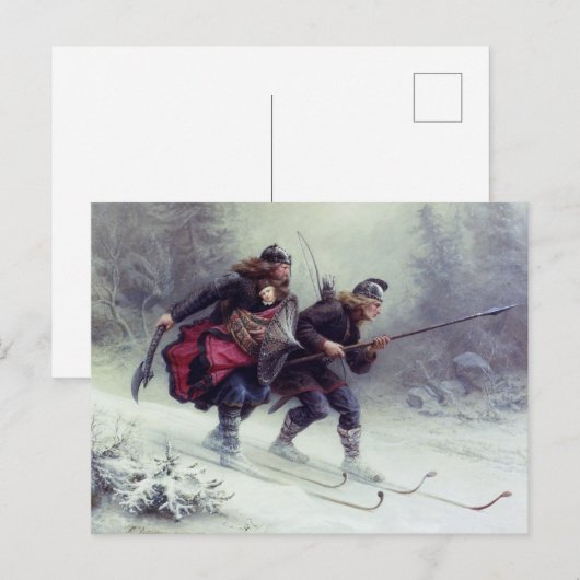 Carte Postale Ski Pieds d'oiseau Traverser la montagne (Devant / Derrière)