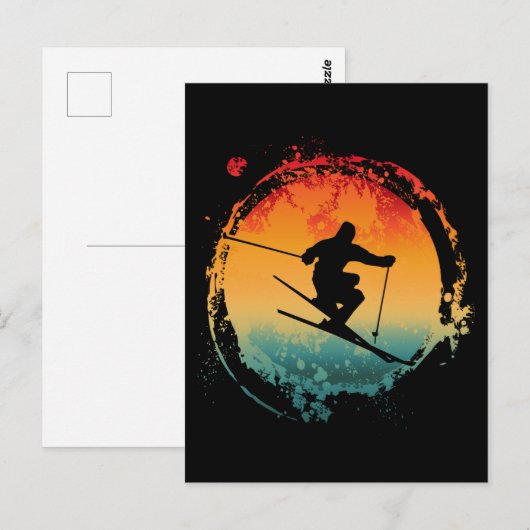CARTE POSTALE SKI RETRO VINTAGE (Devant / Derrière)