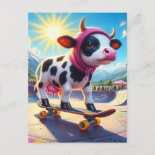 Carte Postale Ski Surreal Cow