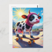 Carte Postale Ski Surreal Cow (Devant / Derrière)